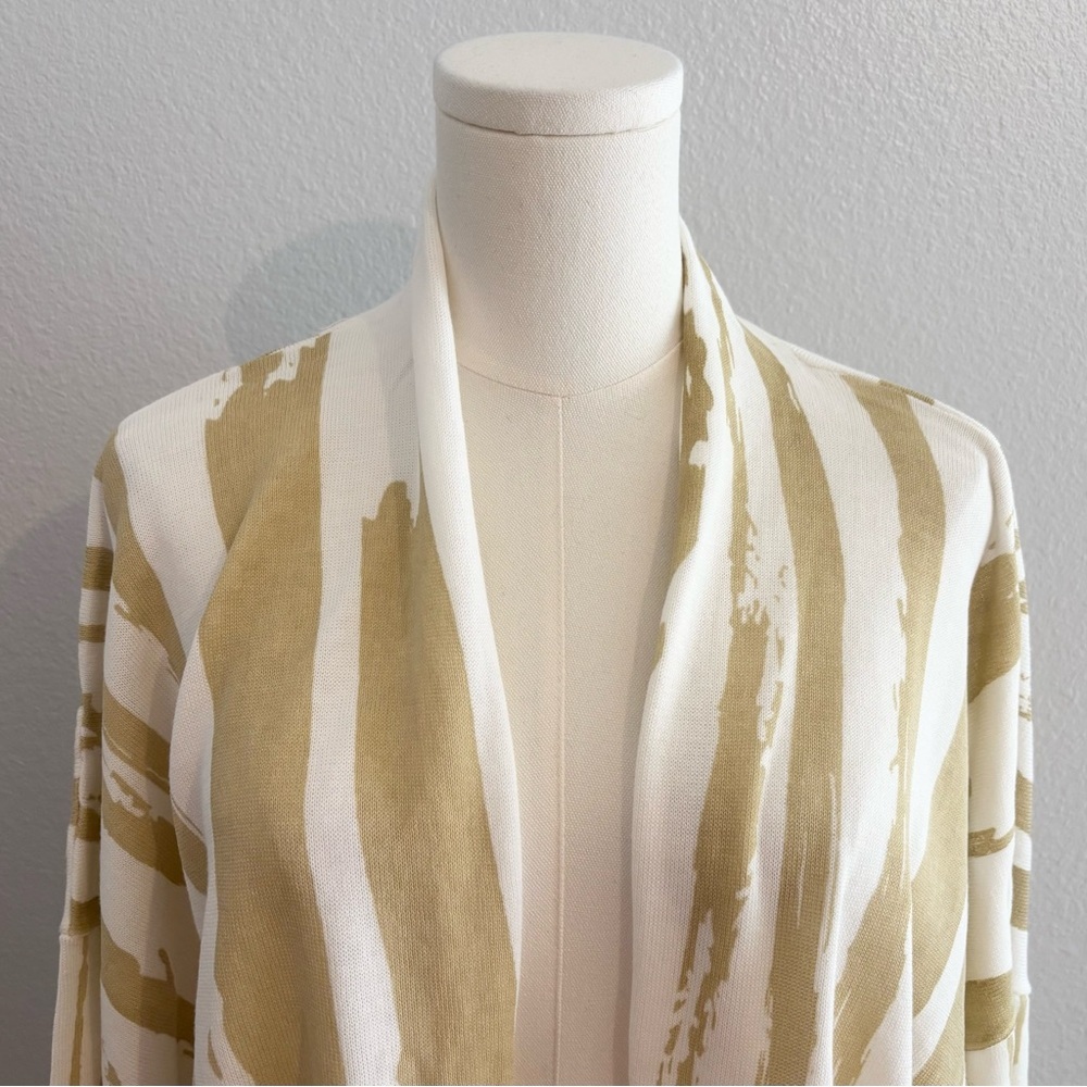 NWOT MarlaWynne 100% Cotton Kimono Cardigan Size 2X Tan Brushstroke Open Front - Picture 3 of 12